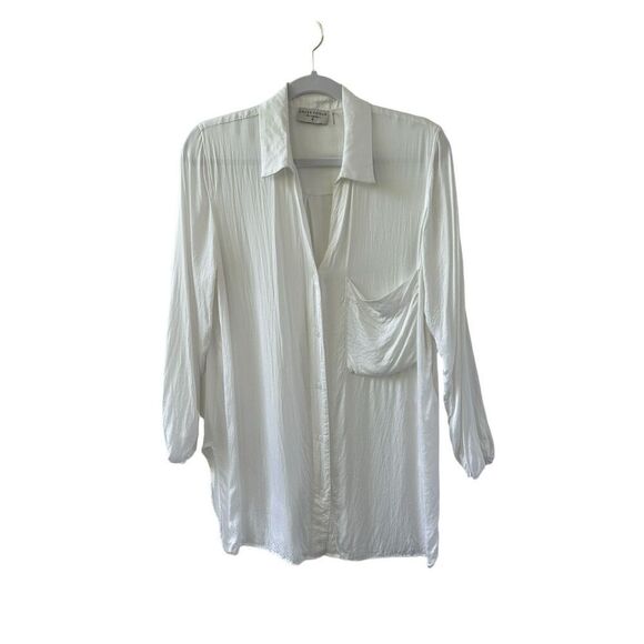 Dress Forum Los Angeles Long Sleeve Button Down Blouse White Women's Medium - Picture 1 of 5